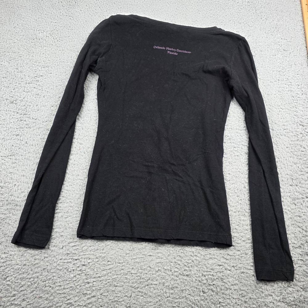 Harley Davidson Orlando Florida Long Sleeve V-Neck Graphic T-Shirt Black Small - Picture 6 of 7